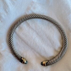 David Yurman cable bracelet with sky blue gem